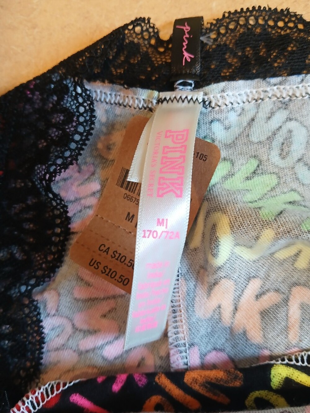 NWT PINK Victoria's Secret Rainbow Black Lace Cheekster Panty Medium 2022 - Picture 2 of 5